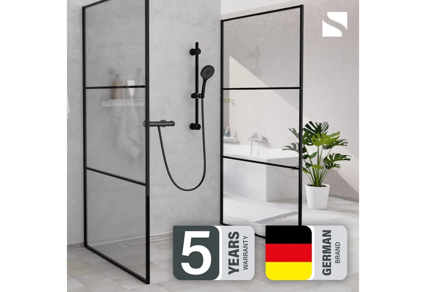 Schütte Duschsystem BLACK mit Thermostat und höhenverstellbarer Halterung