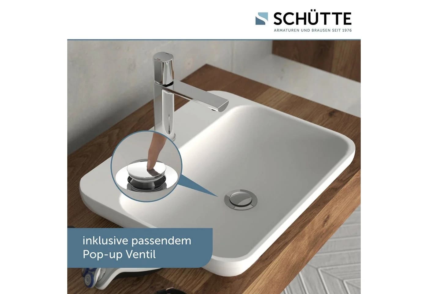 SCHÜTTE Waschtischarmatur NEW YORK Chrom Einhebelmischer mit Pop Up Abfluss