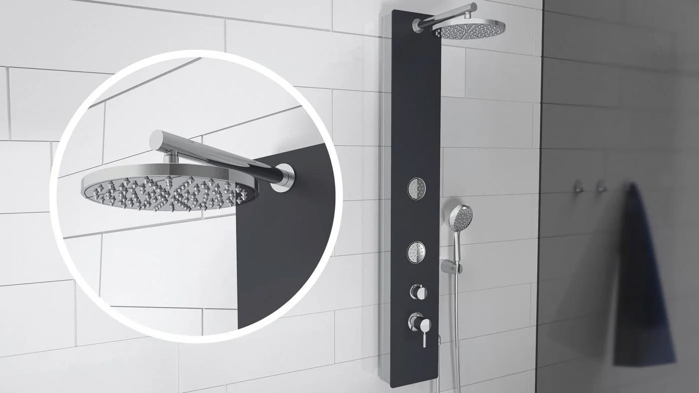 Schütte Duschsäule 145 cm Regendusche & Massagedüsen Handbrause 3 Funktionen Chromfarben-Schwarz