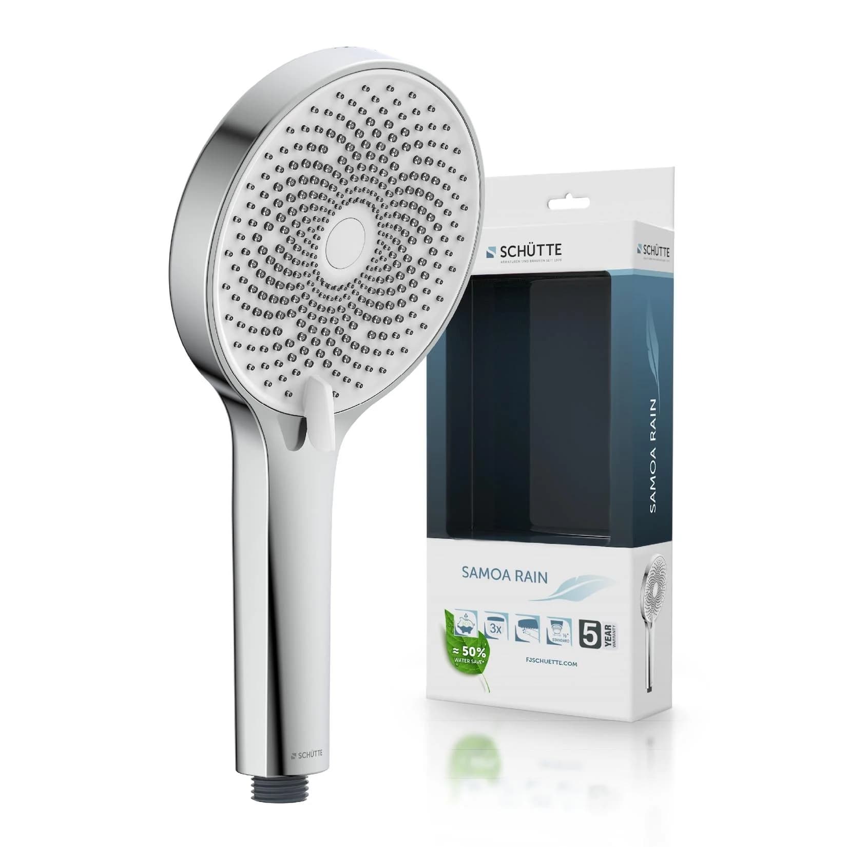 SAMOA RAIN Handbrause Chrom/Weiß mit Antikalk-Noppen
