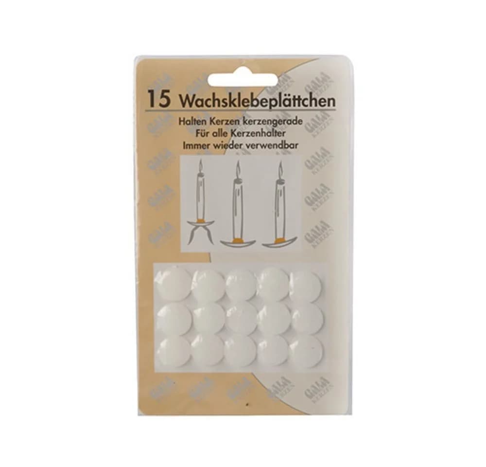 PAPSTAR Kerzenständer 15 Wachsklebeplättchen 15 mm weiss