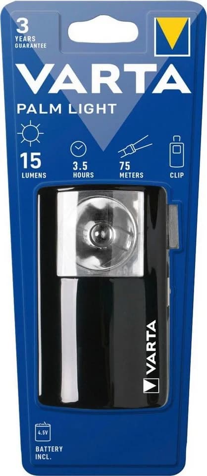 Varta Palm Light Taschenlampe Schwarz Metall mit Clip