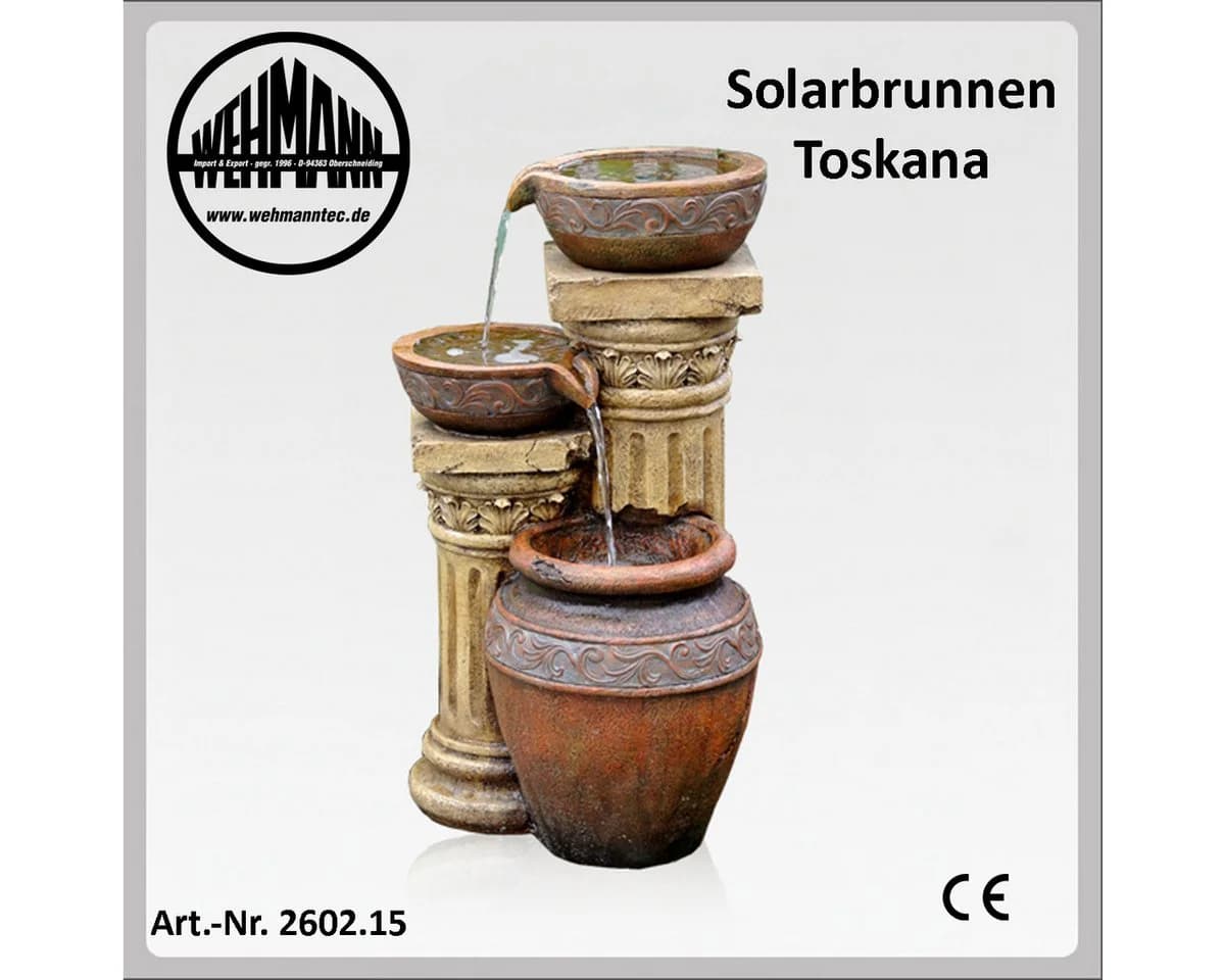 Wehmann Solarbrunnen Toskana mit Akku & LED-Beleuchtung