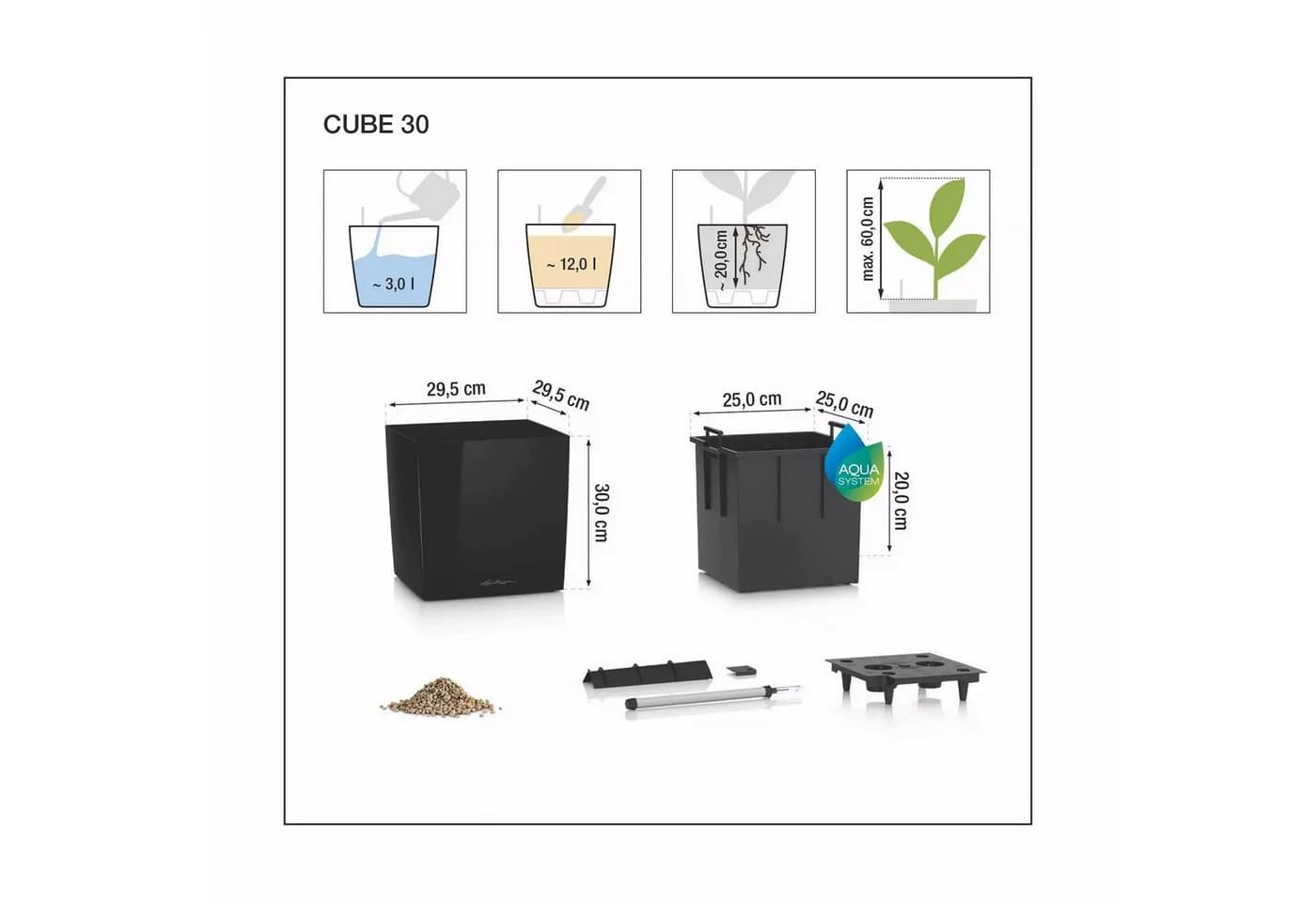 Lechuza® Blumentopf CUBE Color 40 sandbraun