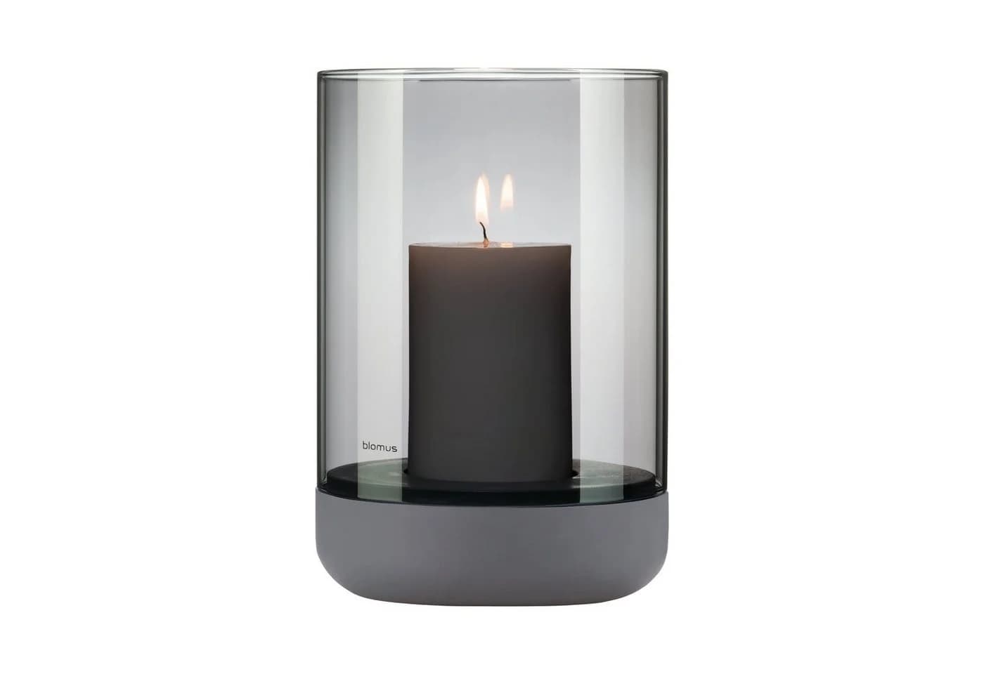 blomus Windlicht CALMA Glas Kerzenhalter Steel Gray