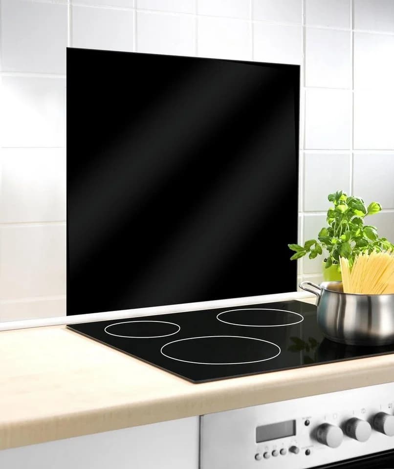 WENKO Küchenrückwand Schwarz Gehärtetes Glas Spritzschutz