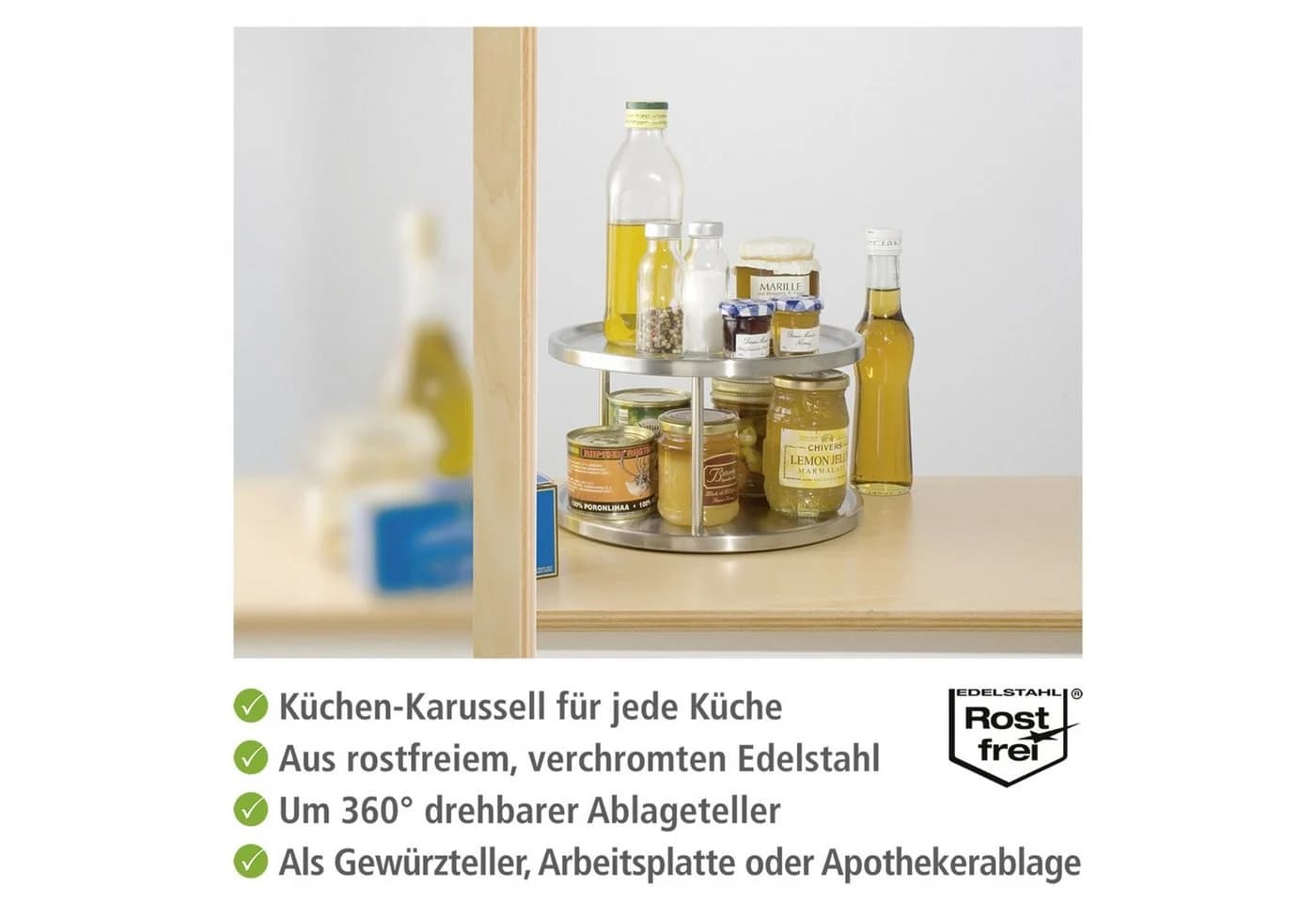 WENKO Küchenkarussell Modell Duo 2 Etagen Edelstahl Silber