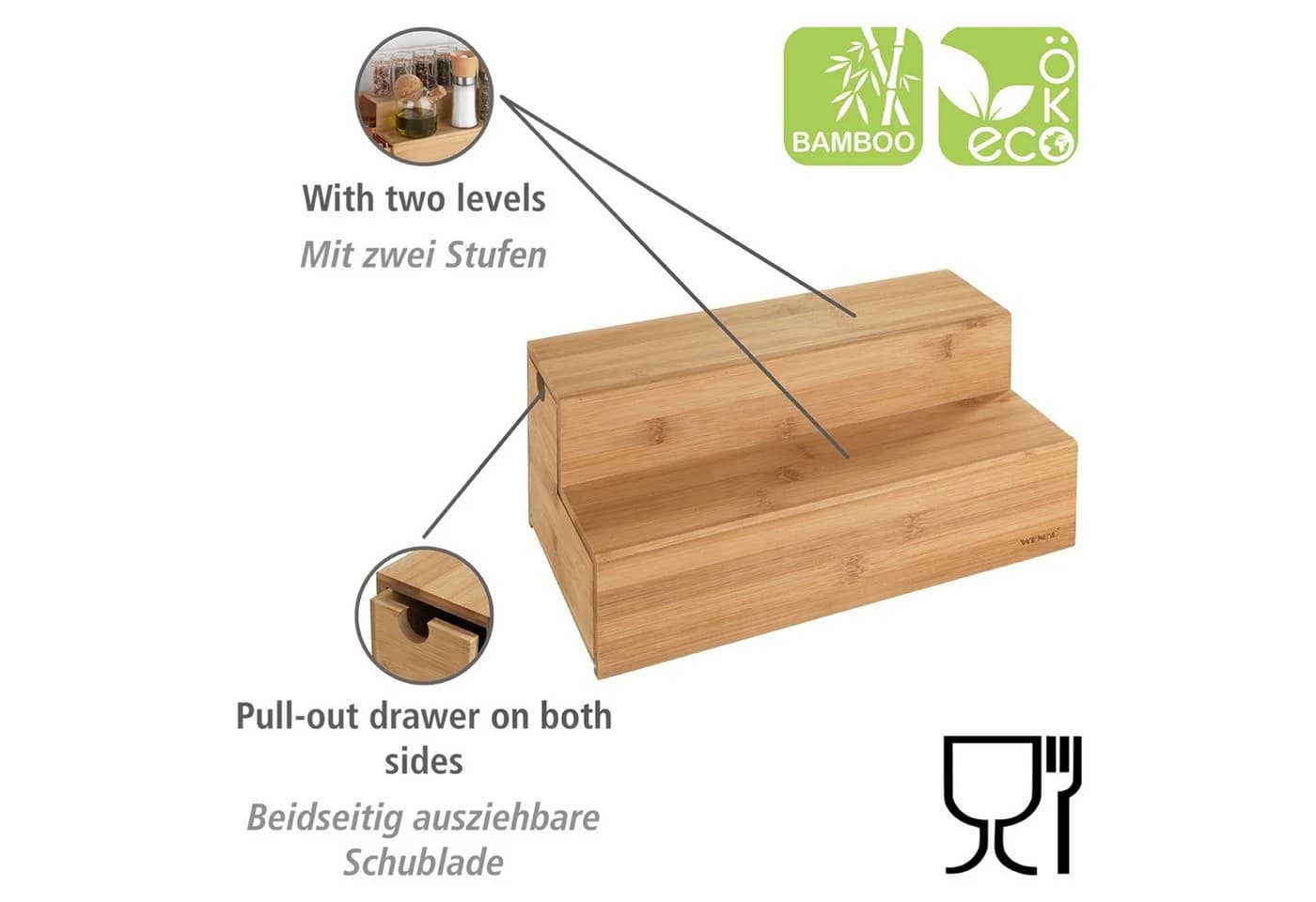 WENKO Aufbewahrungssystem Bambus Treppe Beige