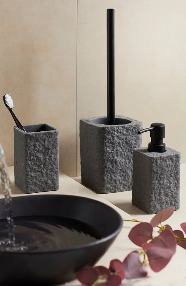 WENKO Badaccessoire-Set Villata Grau Schwarz Polyresin 2-tlg.