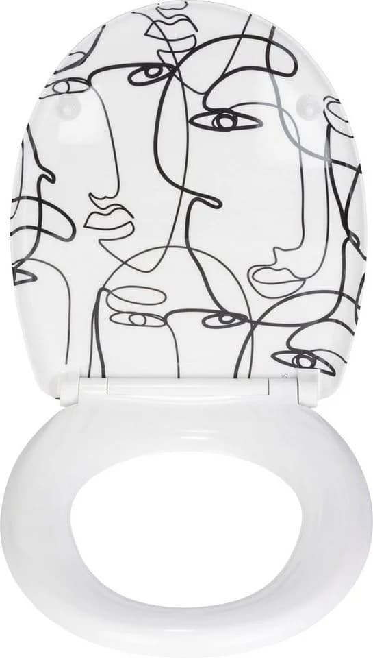 WENKO WC-Sitz Faces Duroplast Schwarz-Weiß Easy-Close