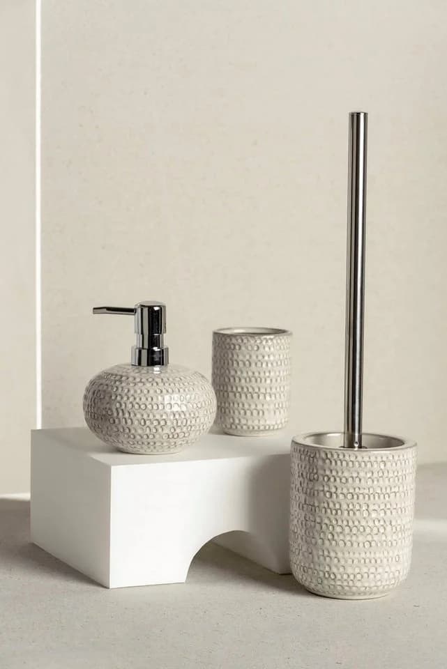 WENKO WC-Garnitur Pergole Beige Keramik mit Edelstahlstiel
