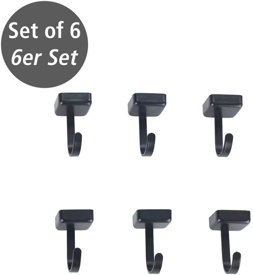 WENKO Wandhaken Modell Jet 6er Set Schwarz Magnetisch Industrial Style