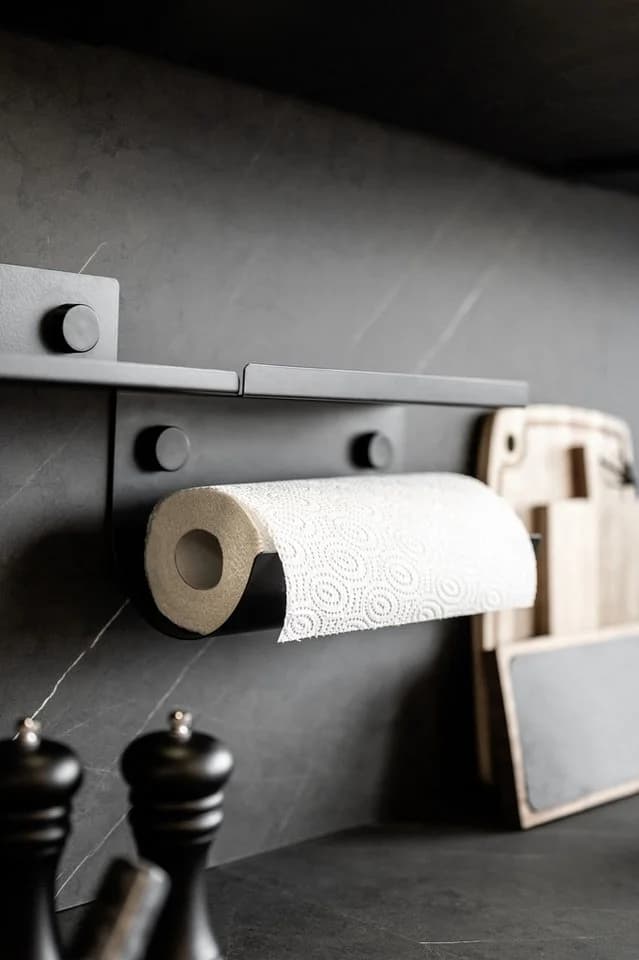 WENKO Küchenrollenhalter Jet Schwarz Wandhalter Industrial Design