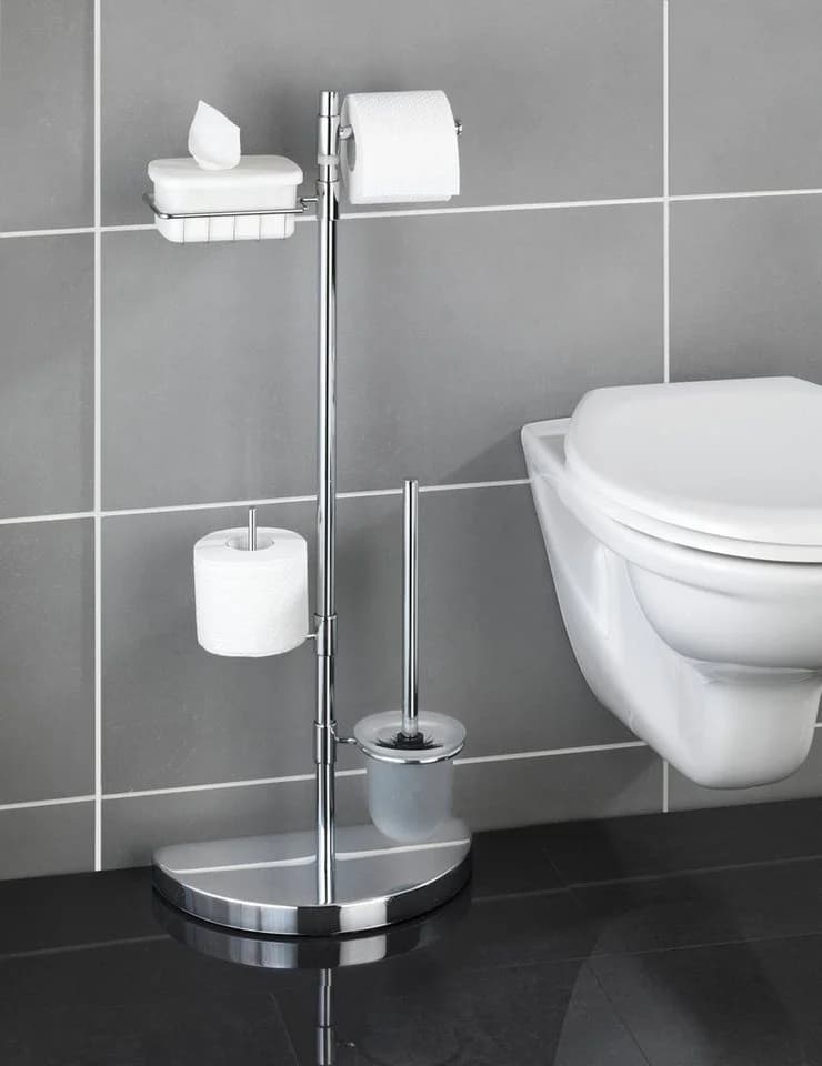 WENKO WC-Garnitur Raumsparwunder Silber mit Halter