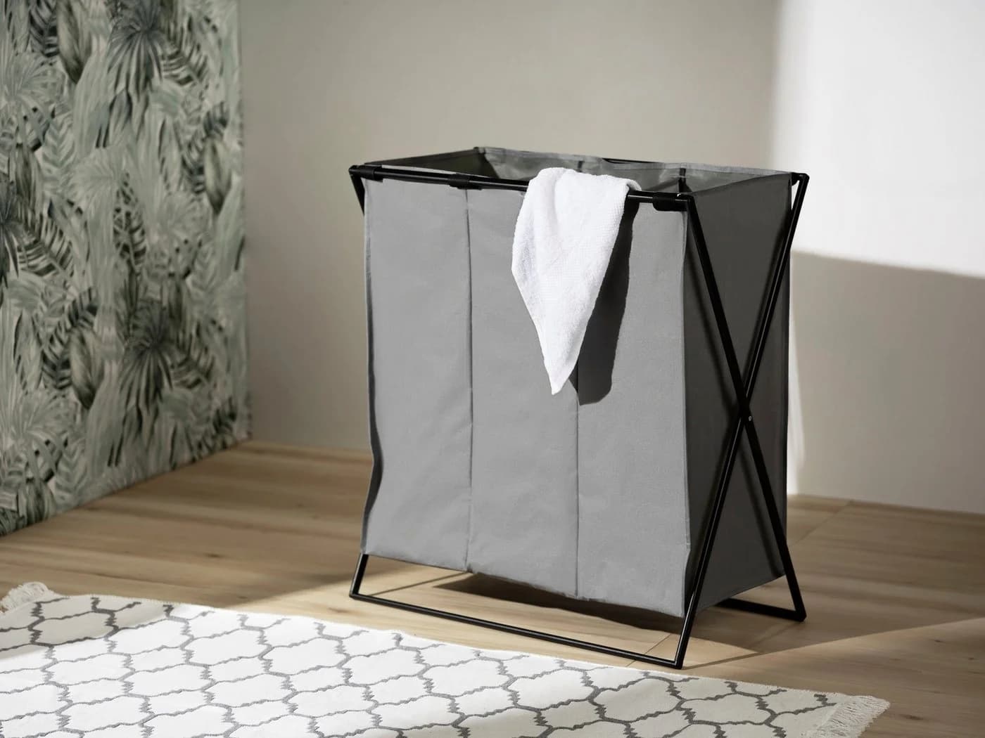 Wenko Wäschesortierer Trio XL Grau Schwarz 3 Fächer