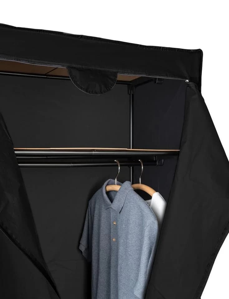 WENKO Stoffschrank Deep Black mit Kleiderstange & Ablage