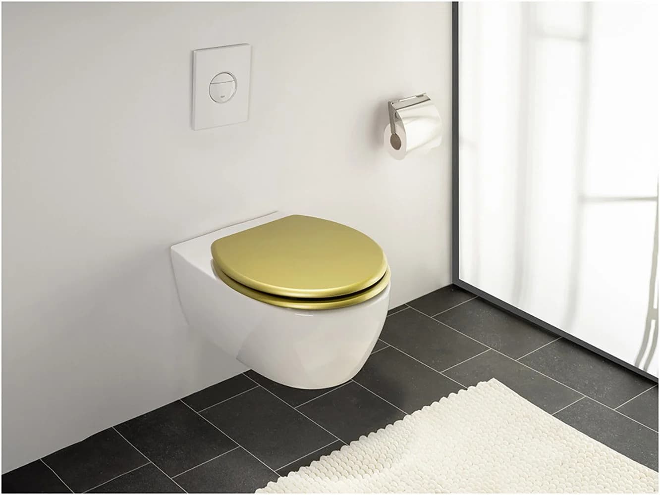 WENKO WC-Sitz Aldeno Gold Matt Oval MDF Edelstahl
