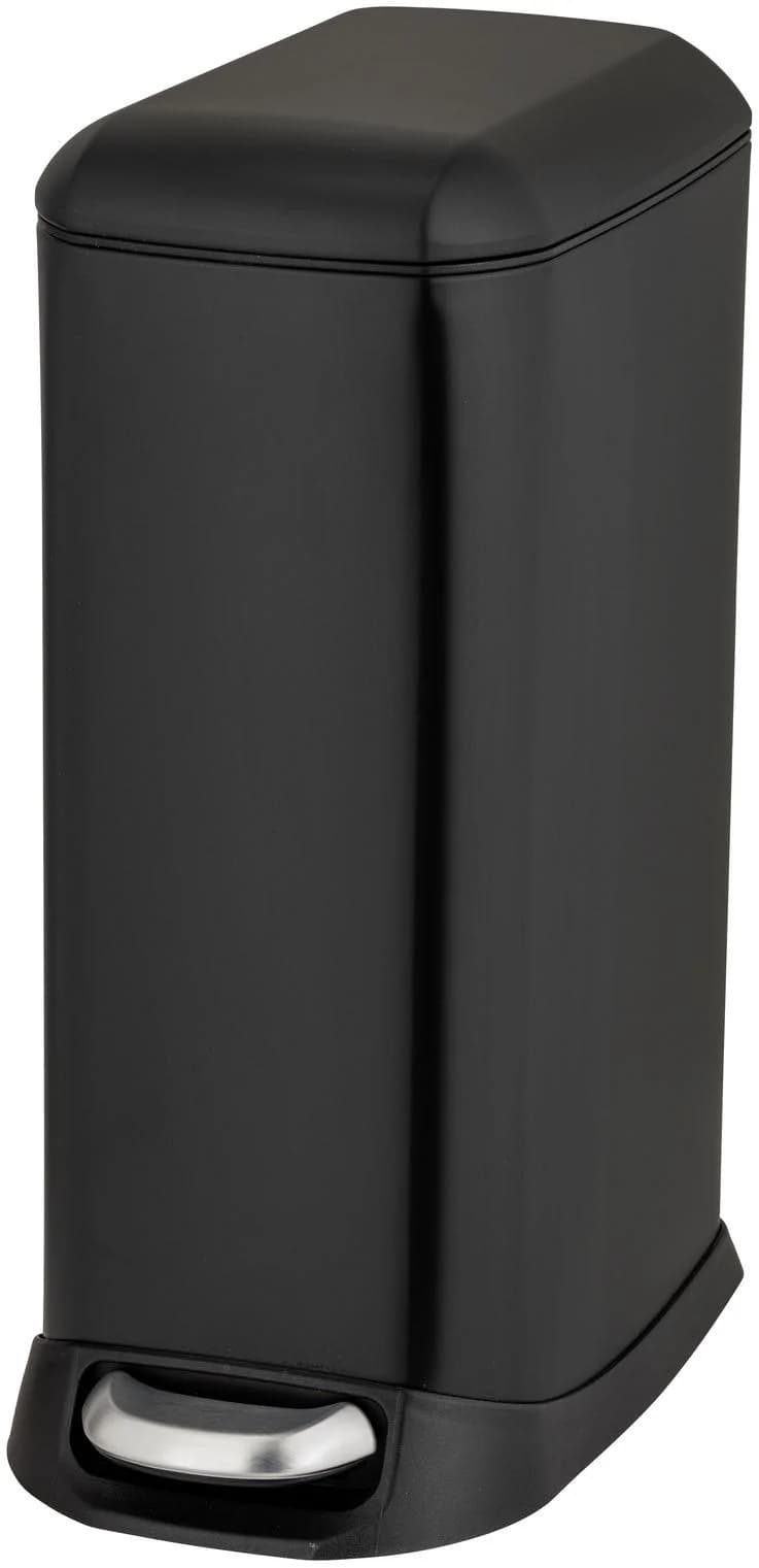 WENKO Mülleimer Design Easy Close Schwarz 20 Liter Edelstahl