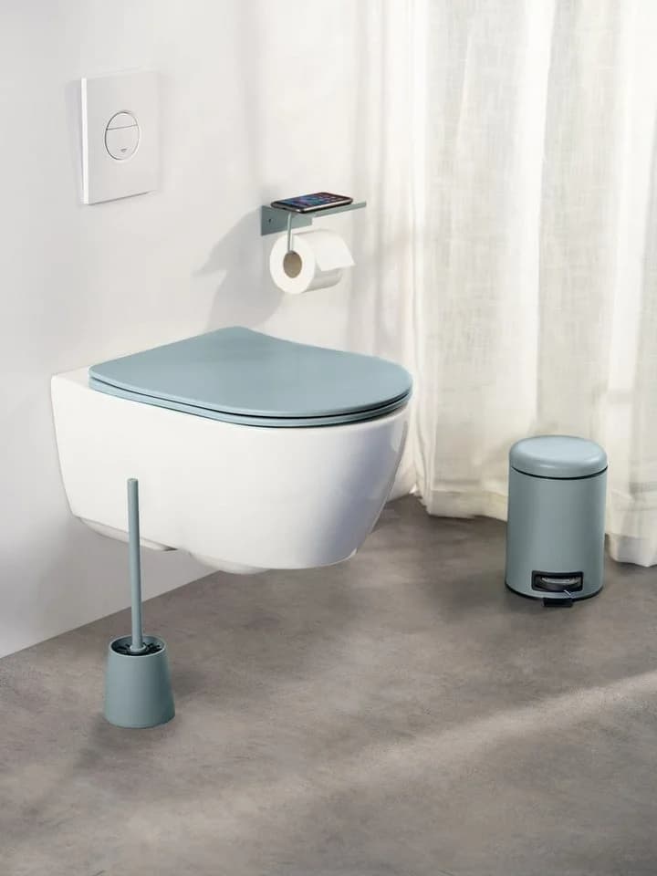 WENKO WC-Sitz Galati Duroplast D-Form Blaugrau mit Absenkautomatik