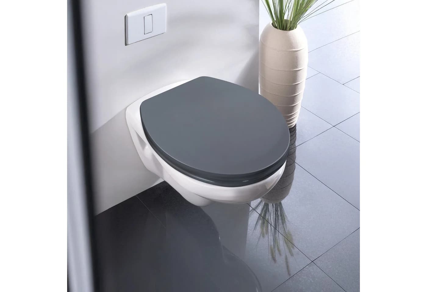 WENKO WC-Sitz Ostuni Grau bruchstabiler Toilettensitz mit Absenkautomatik