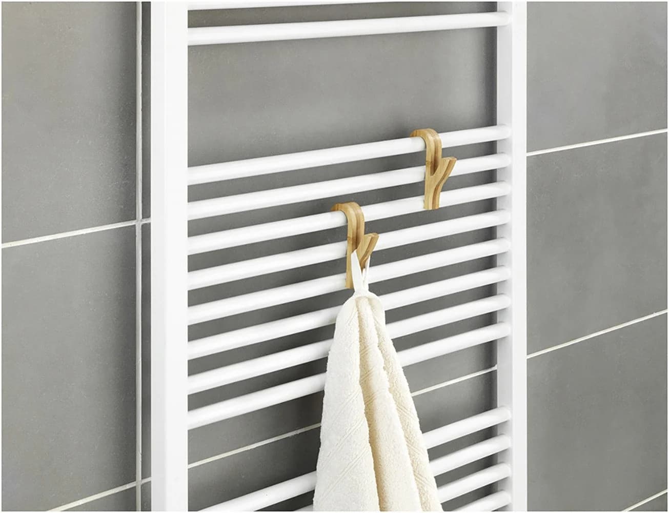 WENKO Handtuchhaken Bambus Set 6-tlg. Braun für Heizkörper