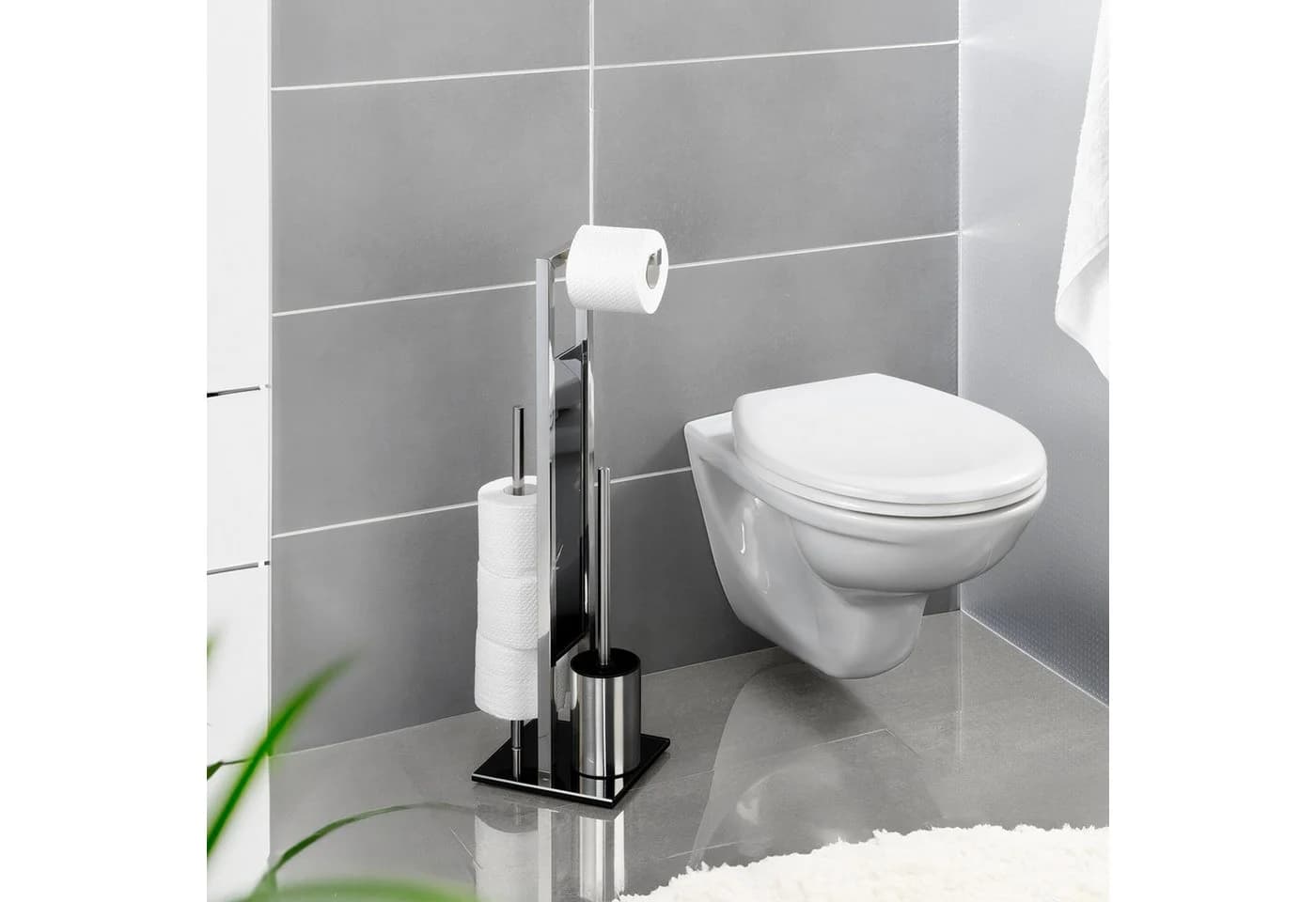 WENKO WC-Garnitur "Rivalta" Silberfarben Industrial Design