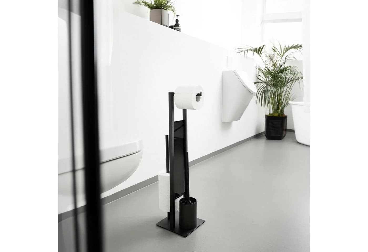 WENKO WC-Garnitur Rivalta Schwarz Sicherheitsglas Stahl Reinigungsbürsten