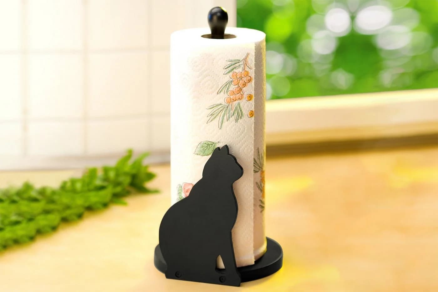 Maximex Küchenrollenhalter Katze Schwarz Holz