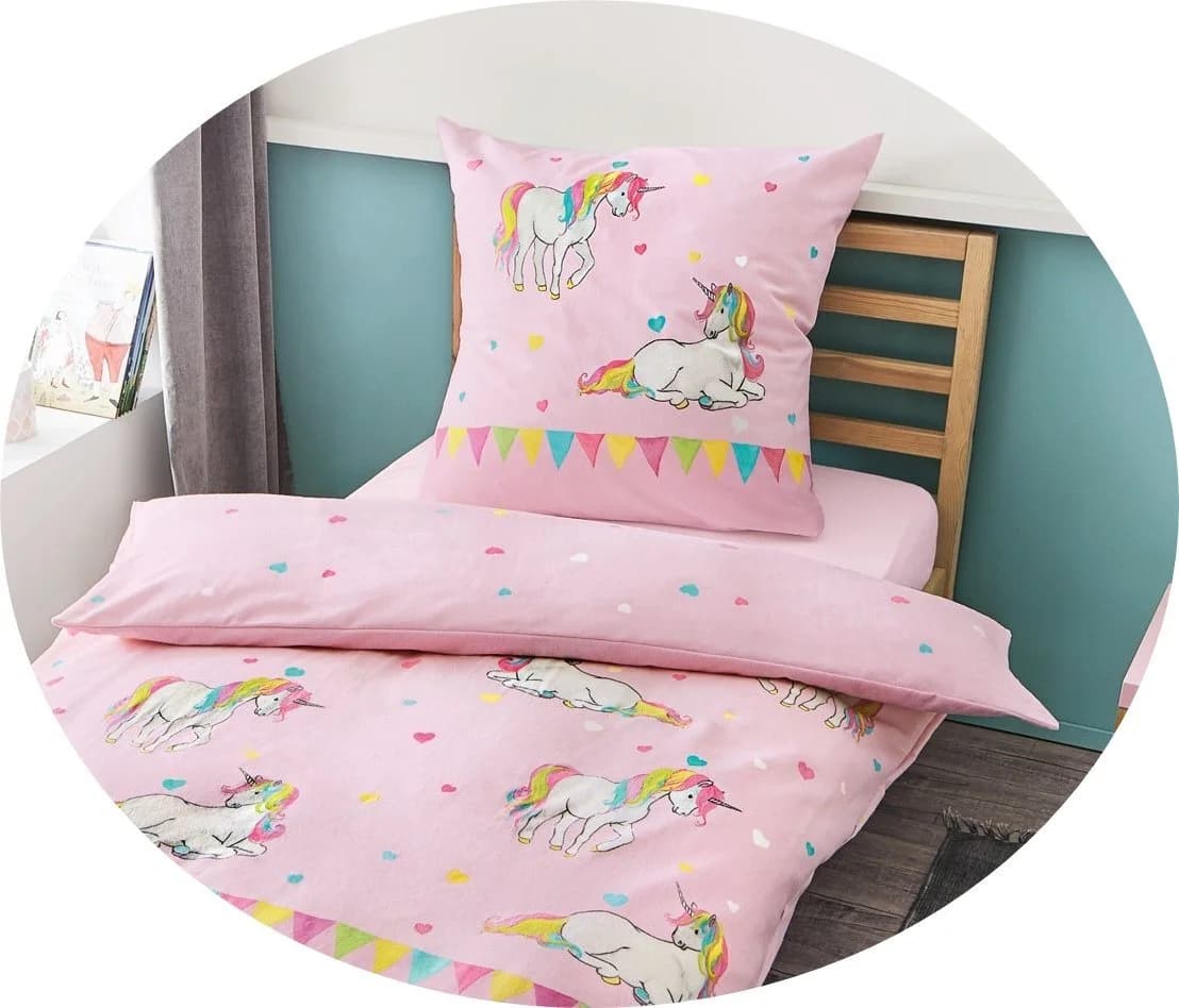 JACK Kinderbettwäsche Einhorn Rosa 2-tlg. Bettwäsche 135x200cm