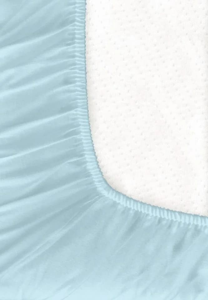 BIERBAUM Spannbettlaken Mako Satin Blau 100% Baumwolle