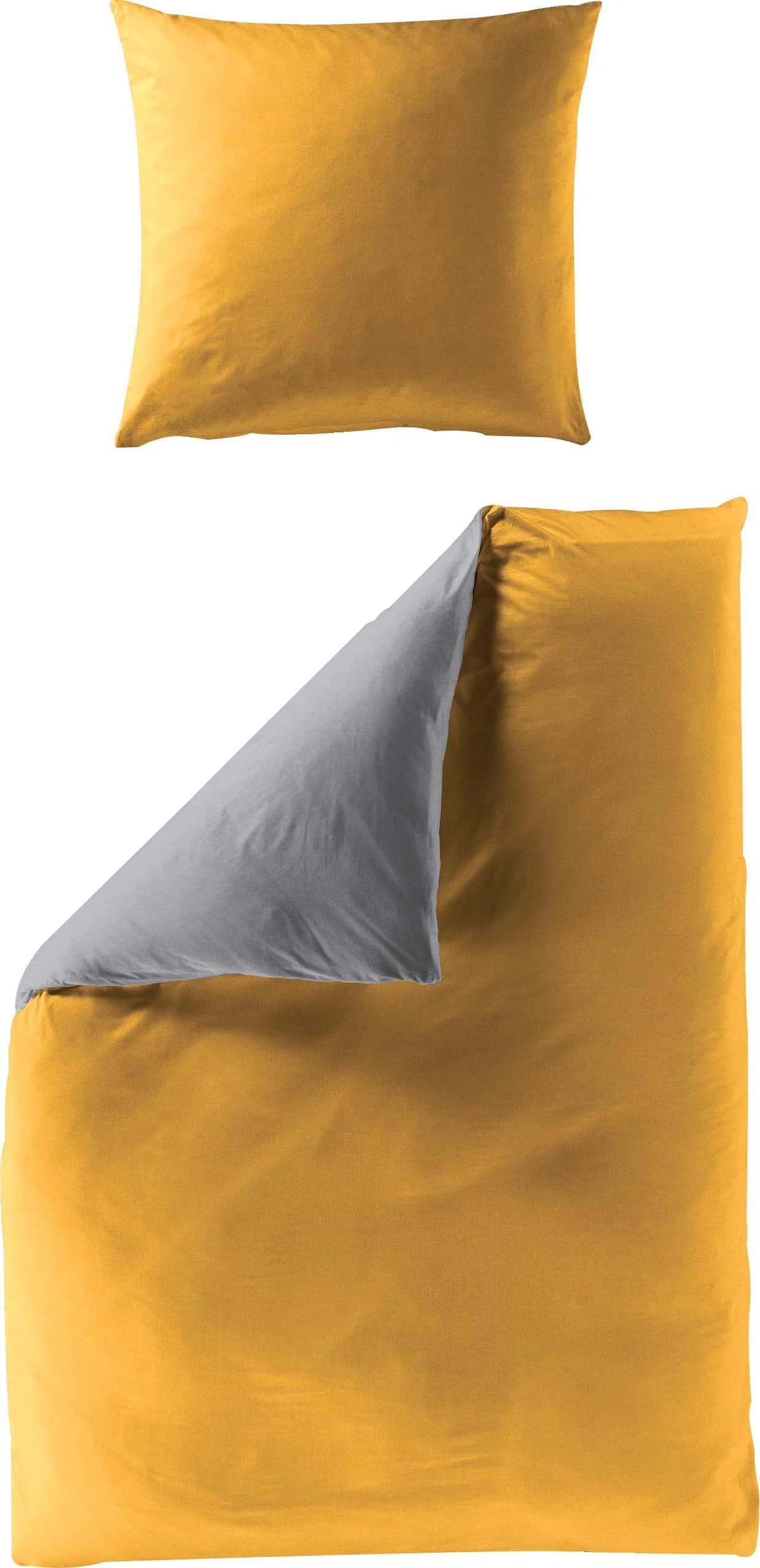 Bierbaum Wendebettwäsche Elegant Uni Curry Mako-Satin 100% Baumwolle