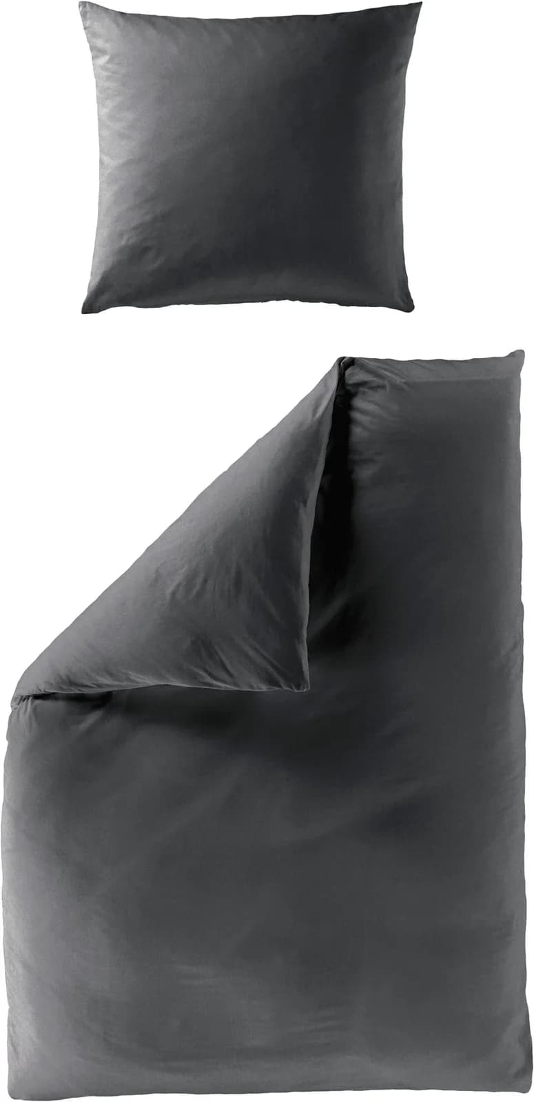 BIERBAUM Bettwäsche Elegant uni Grau Mako-Satin 135x200 cm