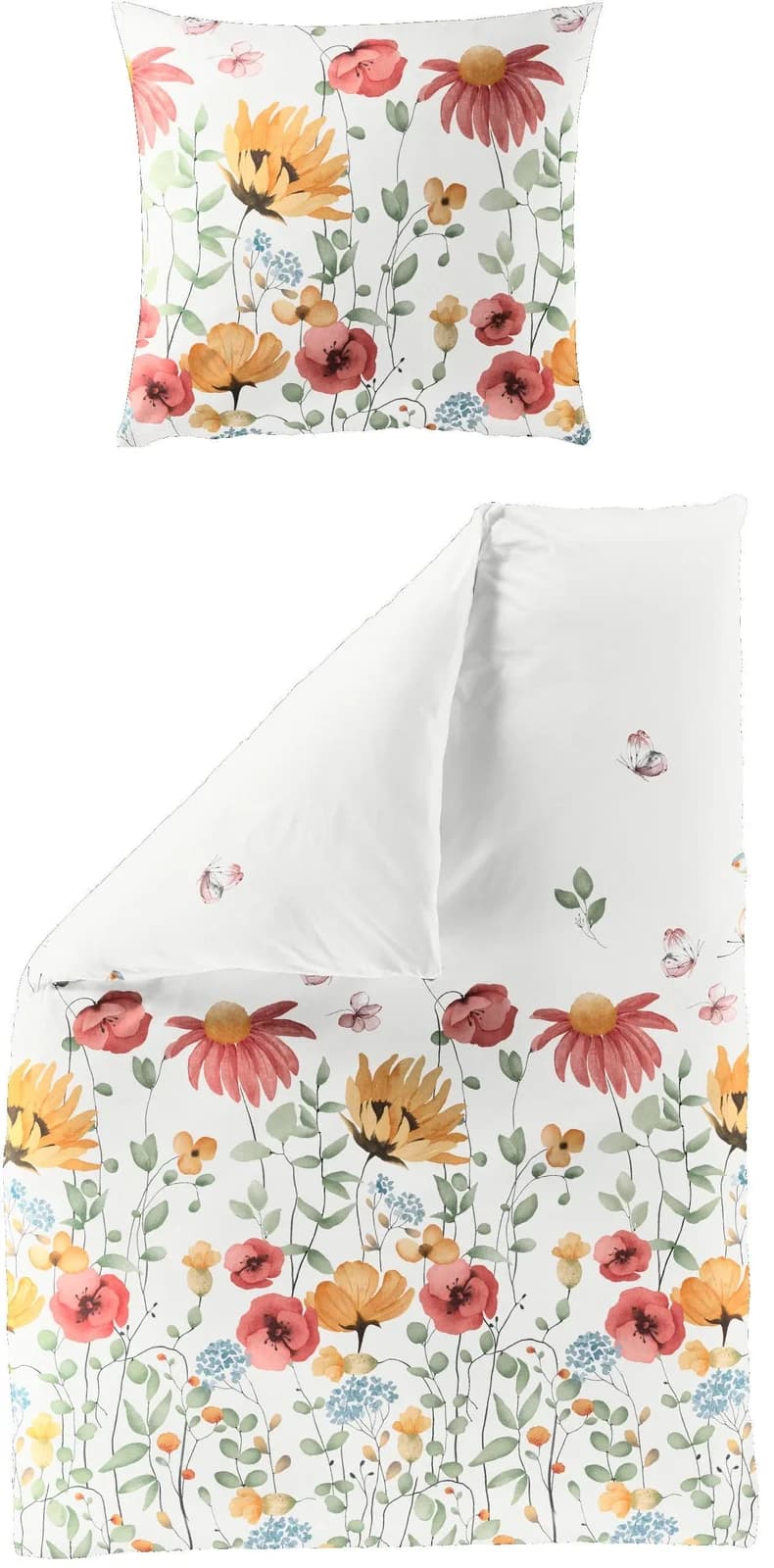 Bierbaum Bettwäsche Mako-Satin Bunt Geblümt 100% Baumwolle