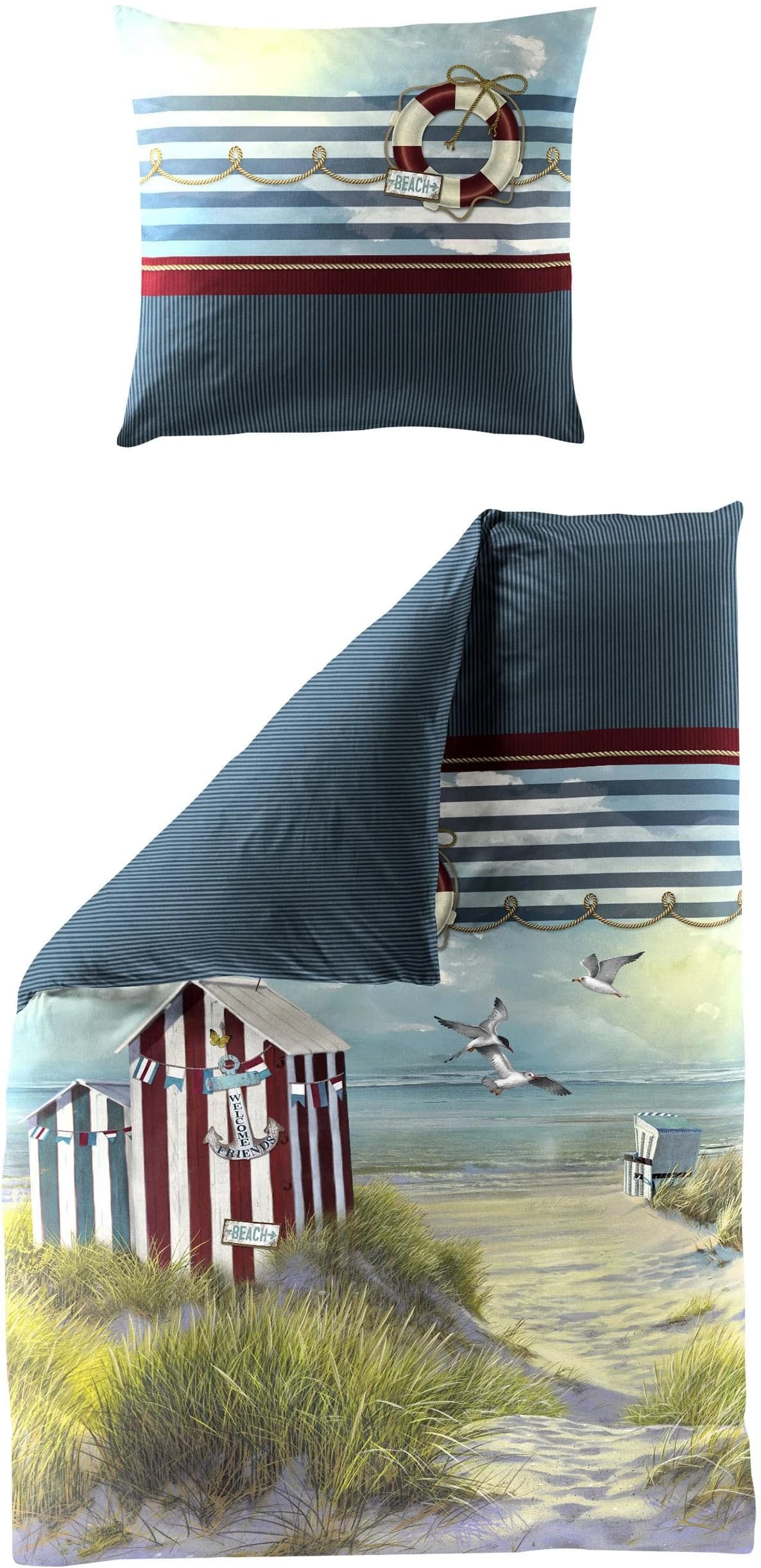 Bierbaum Bettwäsche 5257 Marine Mako-Satin 100% Baumwolle