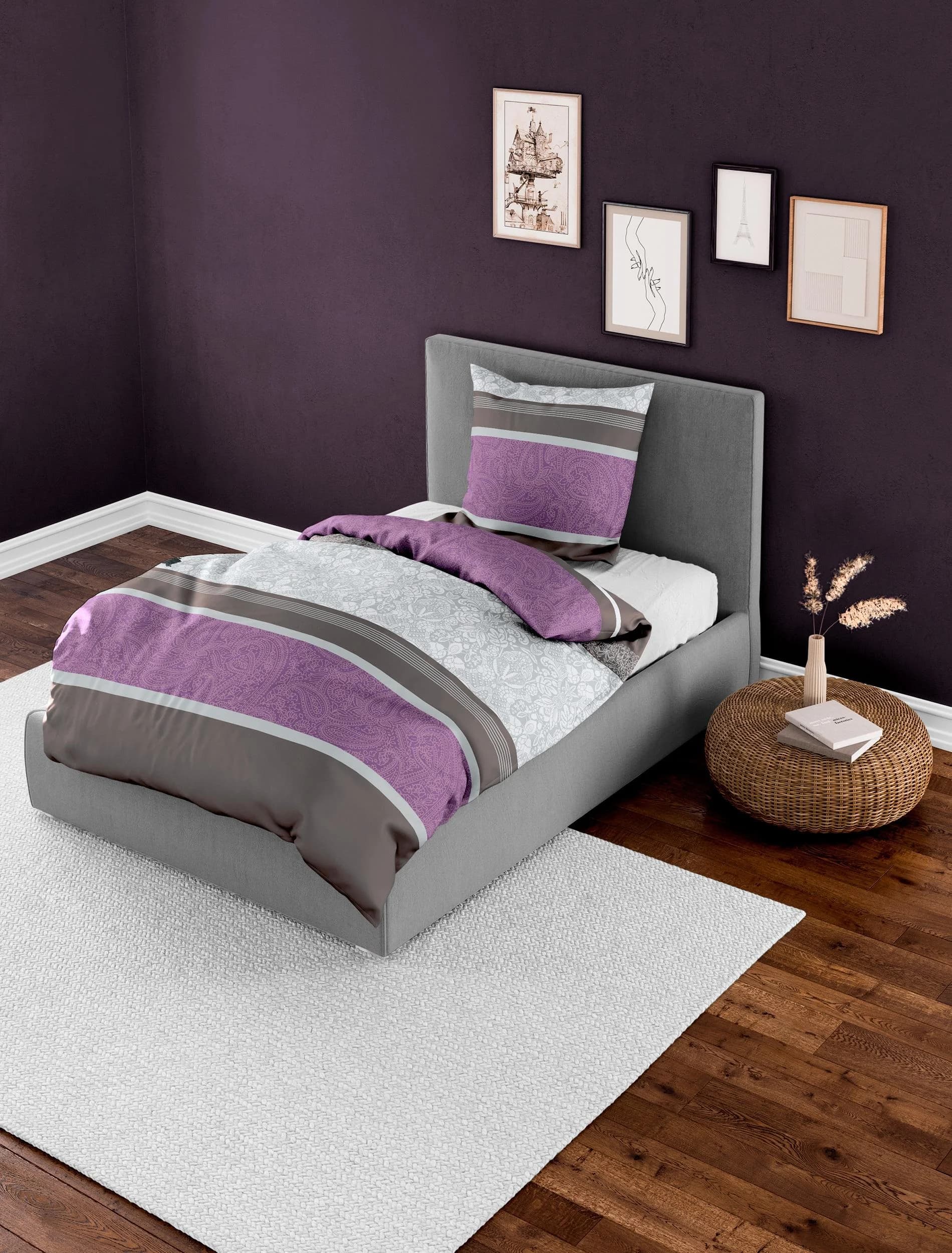 Bierbaum Bettwäsche 4954 Violett Paisley 100% Baumwolle