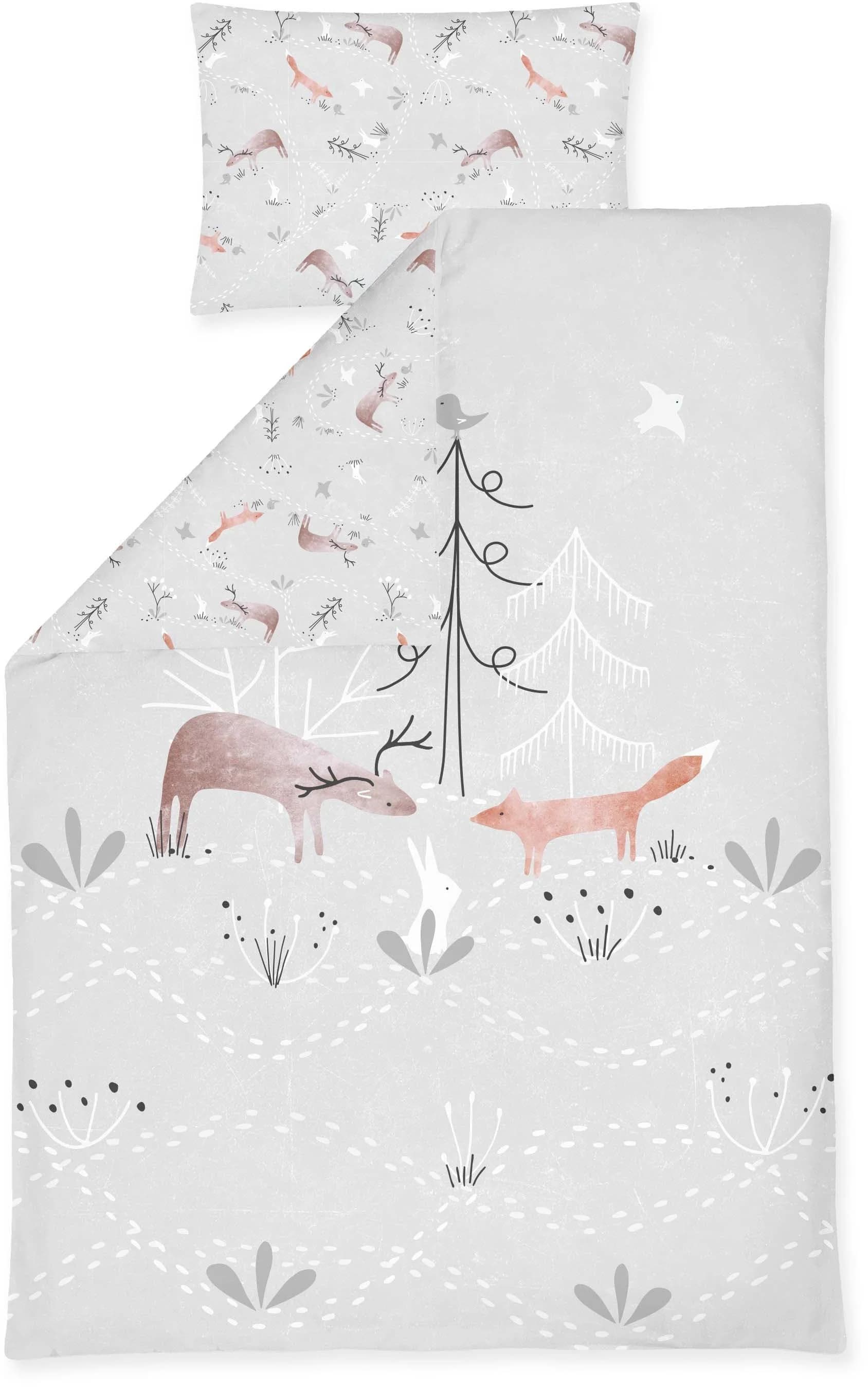 Julius Zöllner Kinderbettwäsche Woodlife Grau Renforcé 100x135 cm