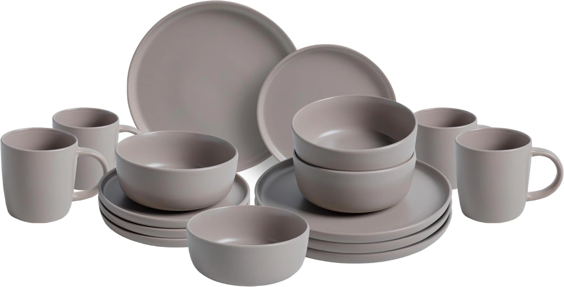 VAN WELL Kombiservice Grigio 16-teilig Steingut taupe