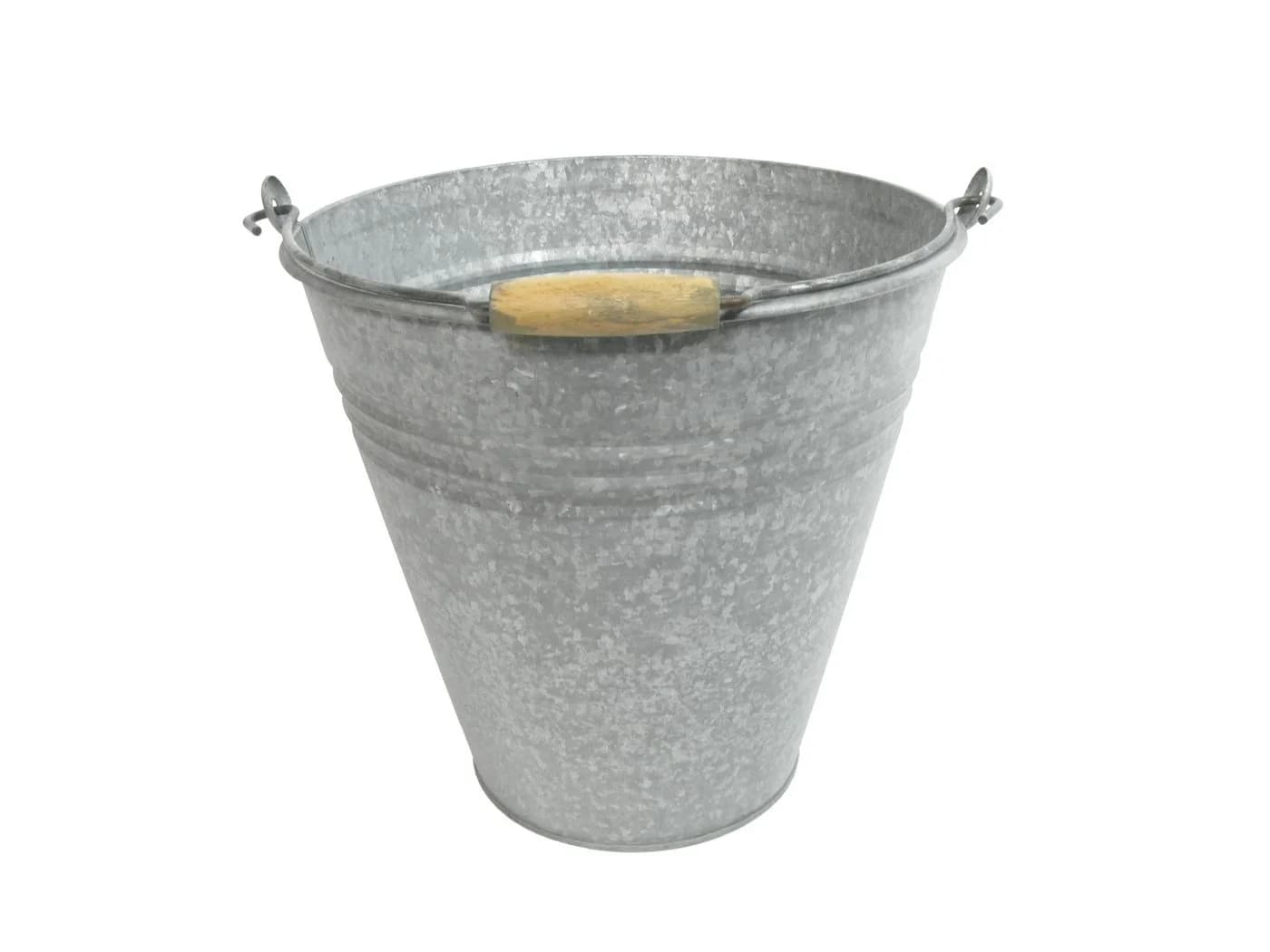finehomegarden Zink Eimer mit Henkel Grau Pflanzkübel Metall