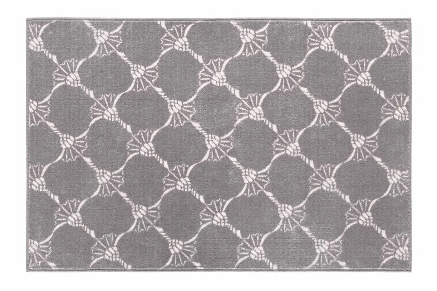 Joop! Badteppich Repetition Grau Kornblumen-Motiv 100% Baumwolle