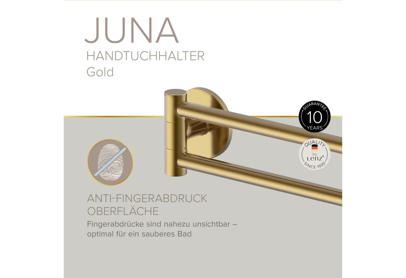 Lenz Doppelhandtuchhalter HYGGE Gold