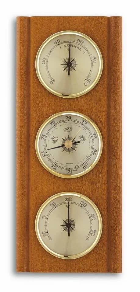 TFA Dostmann Analoge Wetterstation aus Massivholz Braun
