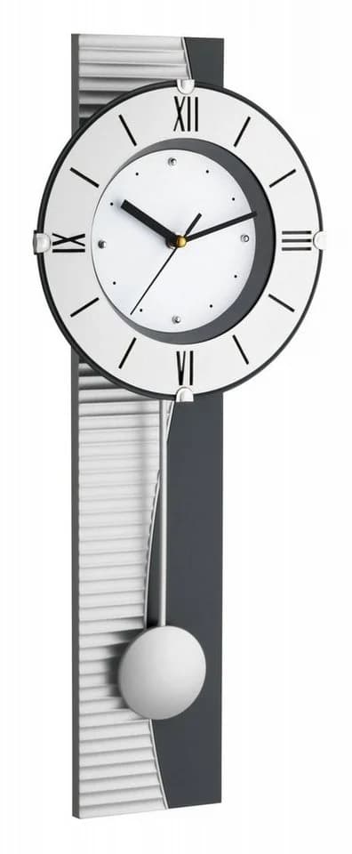 TFA Dostmann Wanduhr TFA 60.3001 Analoge Pendeluhr Metall-Optik XXL