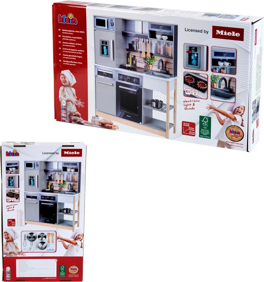 KLEIN Spielküche Miele Family Grau/Weiß/Schwarz mit Licht & Sound