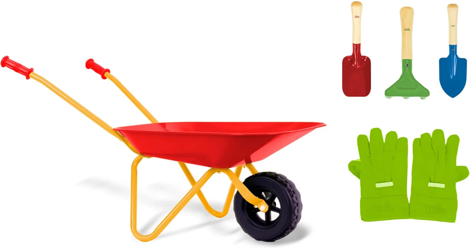 KLEIN Metallschubkarre mit Zubehör rot für Kinder