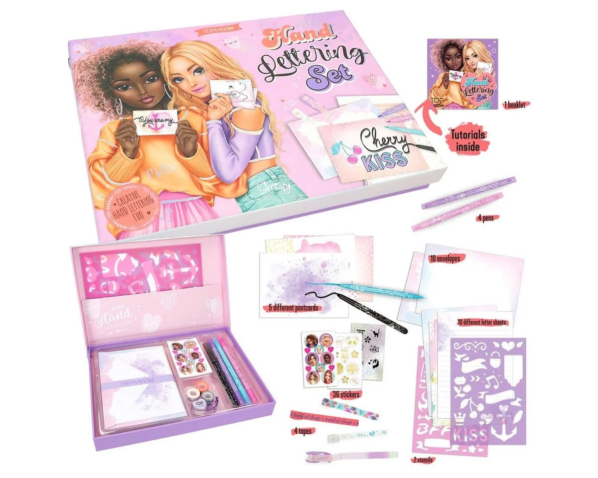 Depesche Briefbox Set Handlettering 40 Teile Bunt mit Stiften