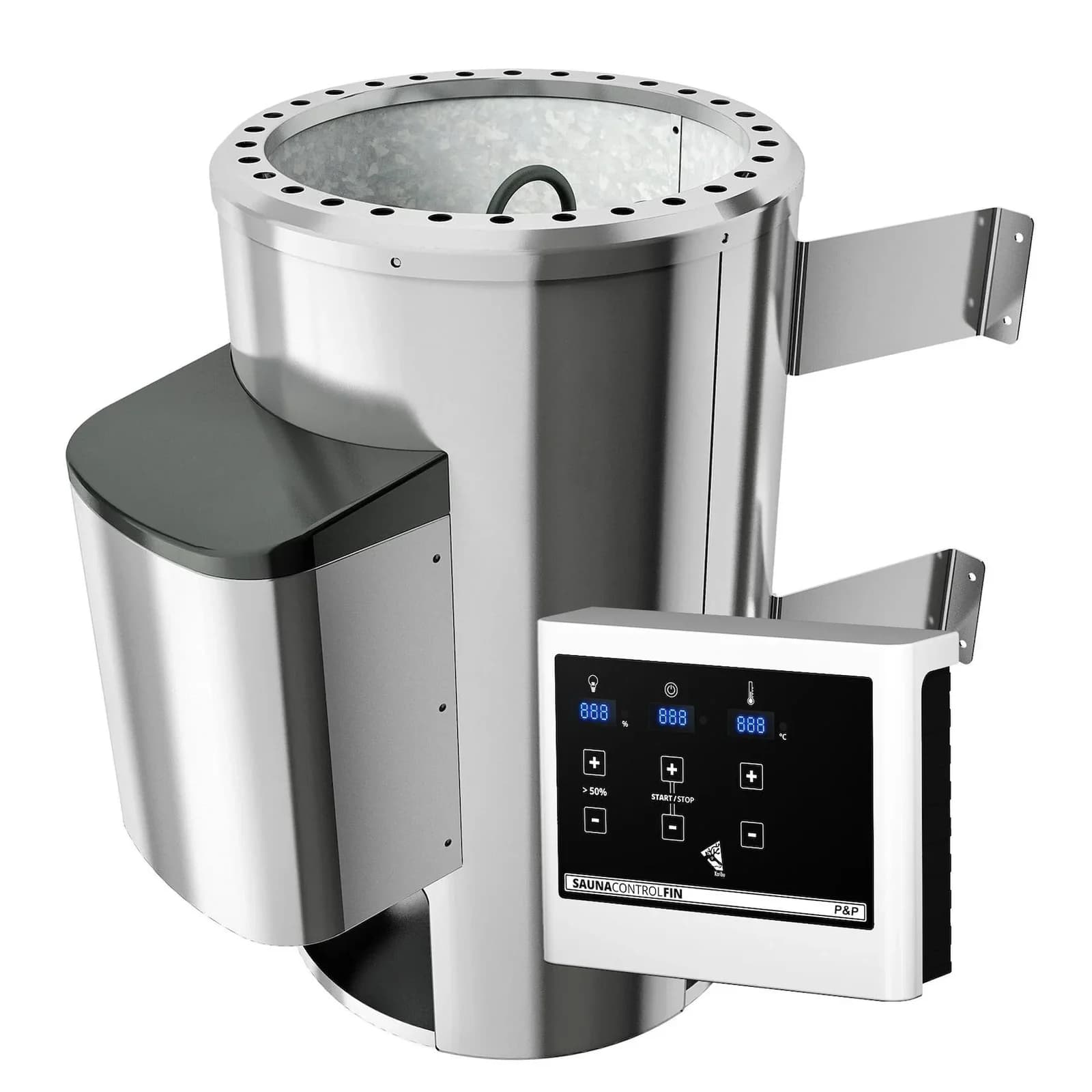 Plug & Play Saunaofen WELLTIME Silber Edelstahl