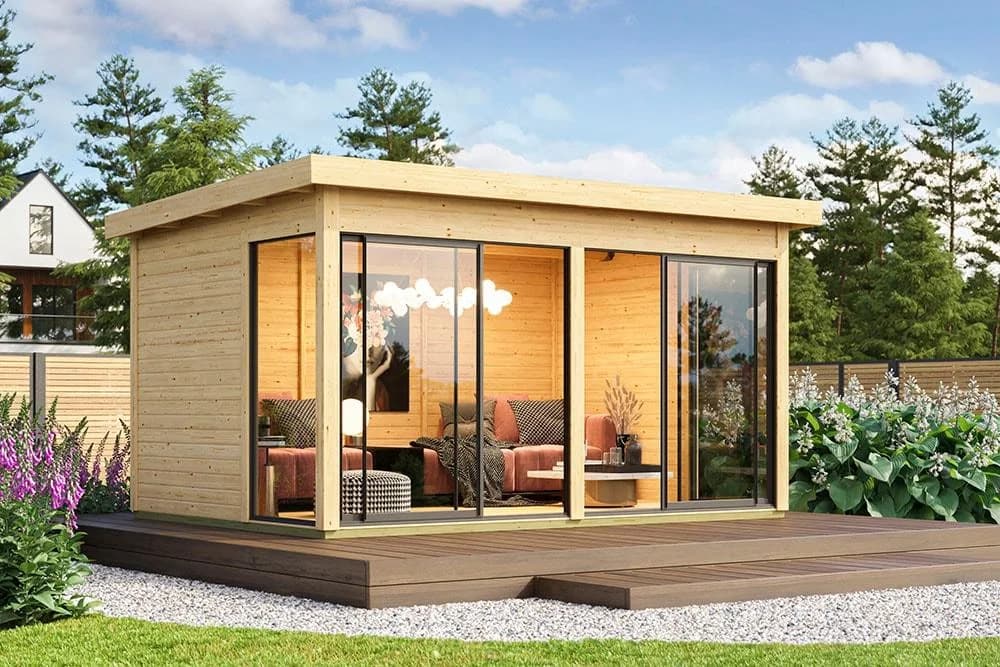 Gartenhaus KARIBU "Ditsche 5" Massivholz Pultdach