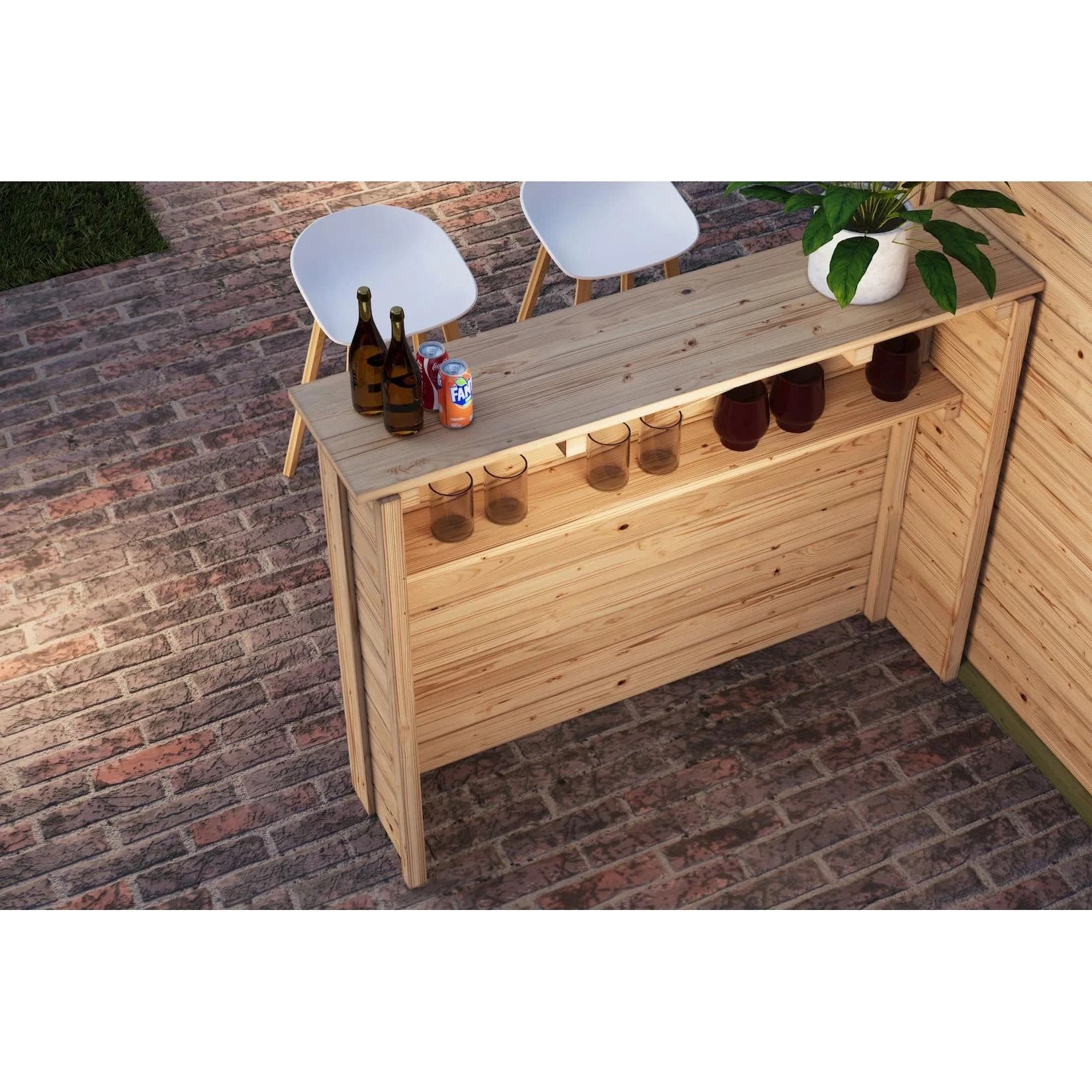 Karibu Holztheke Poolbar Stehtheke 28mm mit Ablage