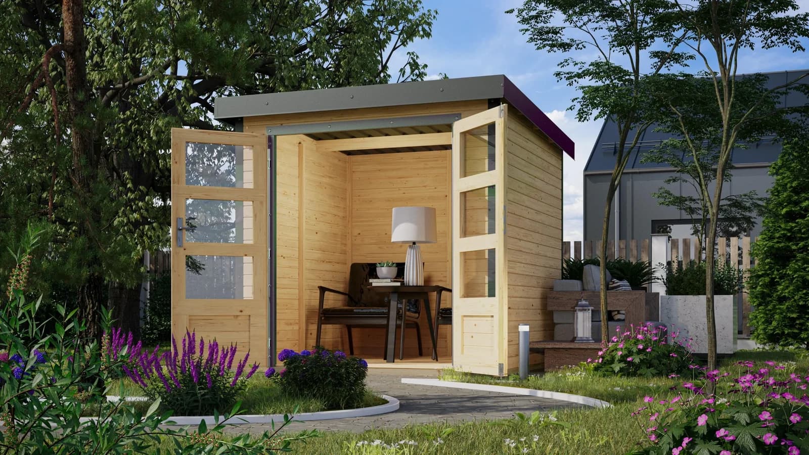 Gartenhaus Karibu Jupiterino 2A Massivholz Pultdach