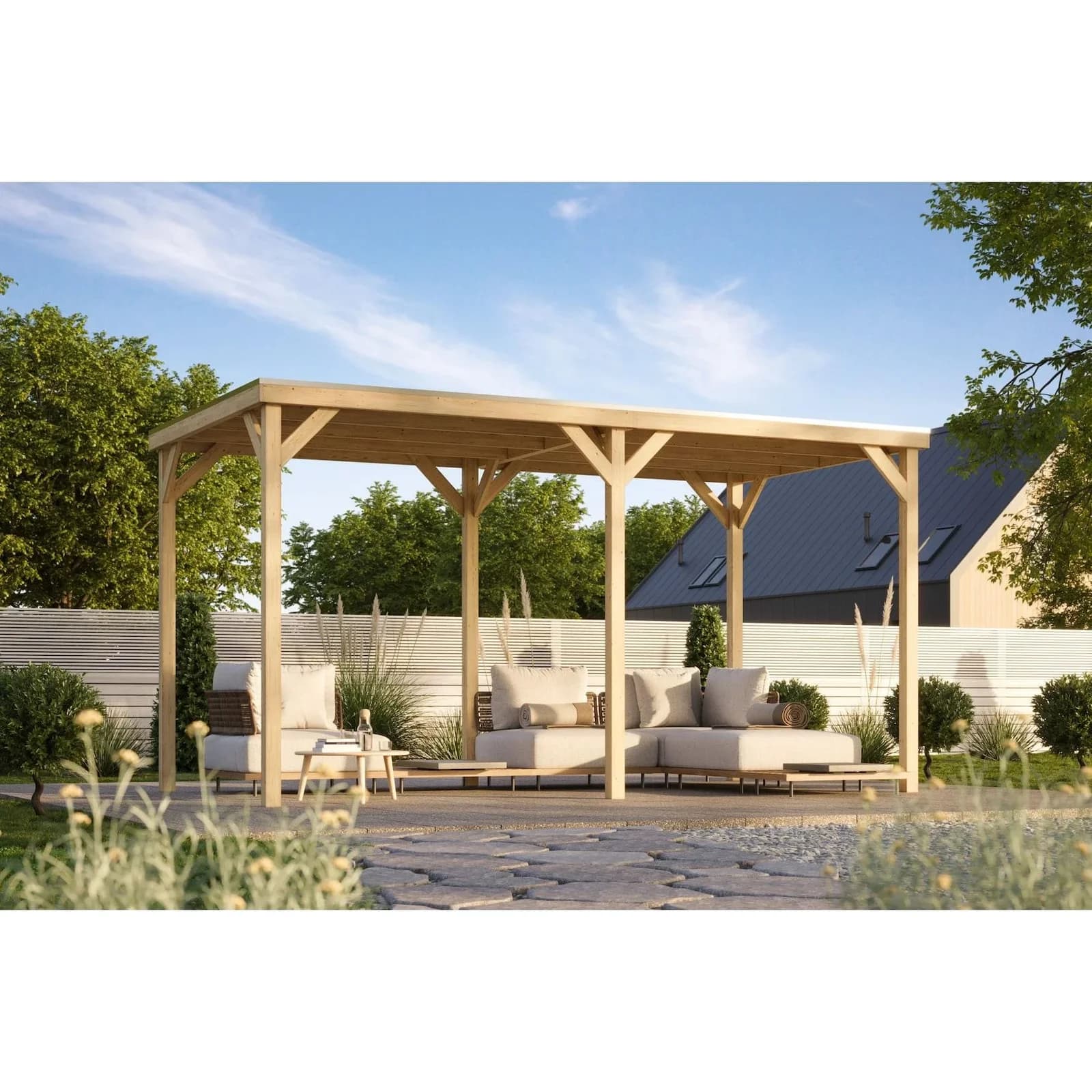 Karibu Grillunterstand Rocky Pavillon Doppel Schwarz